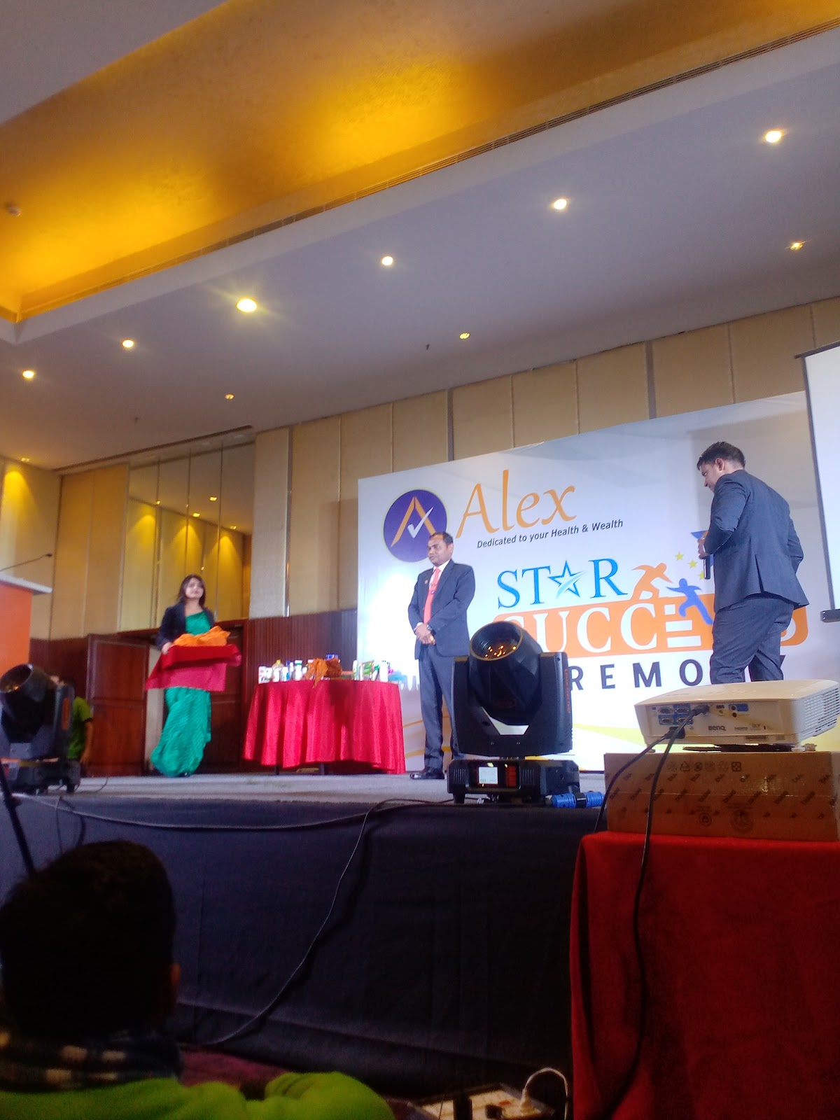 Stage set for a corporate award evening at Hotel Sheetal
